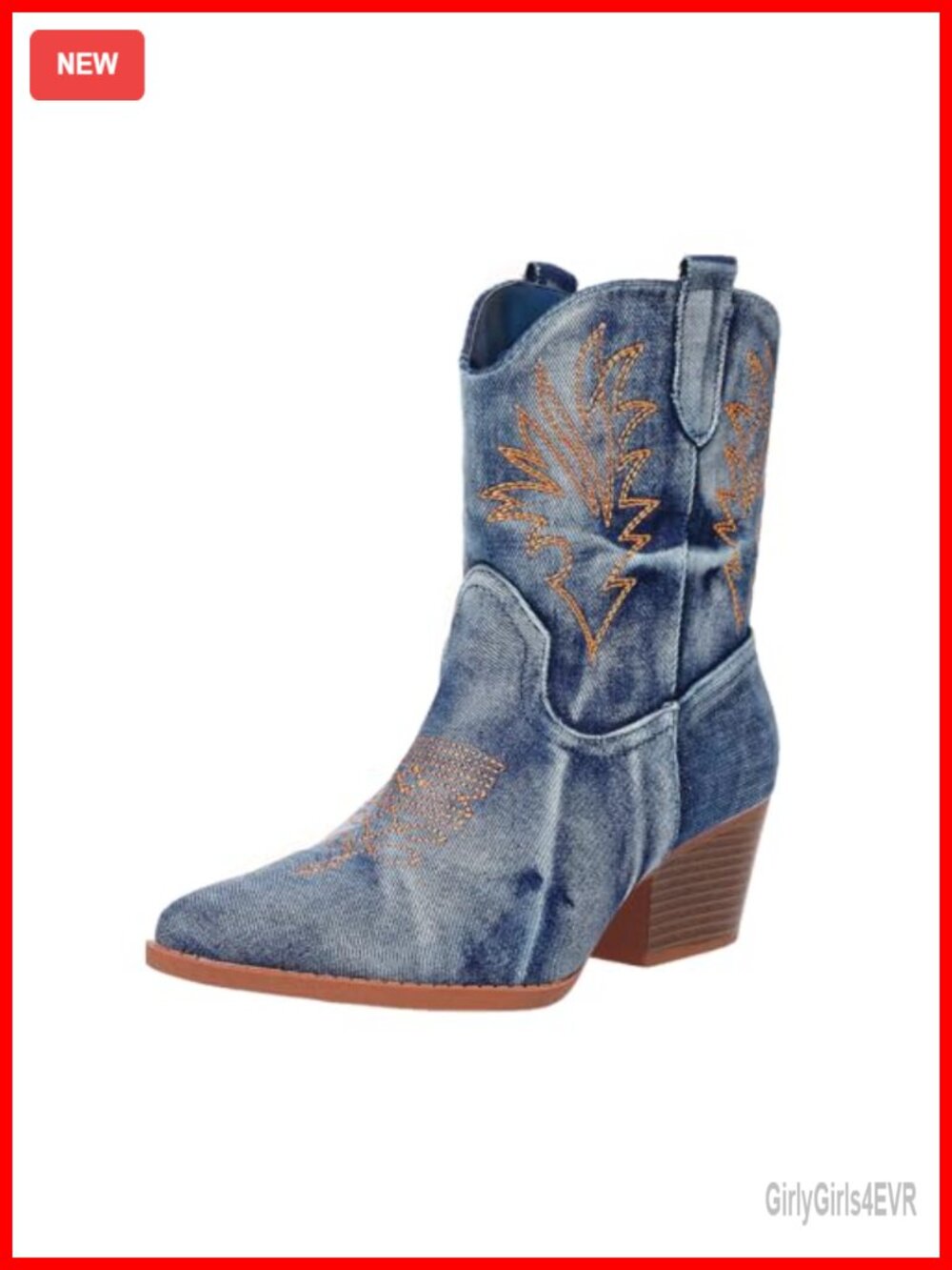 Cowgirl Booties, Western Embroidered Ankle Boots, Block Heel, Faux Suede,